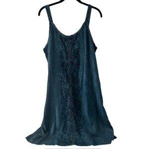 Raya Sun Women's Blue Spring Summer Boho Casual Flowy Embroidered Dress Size L